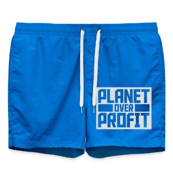 planet over profit quote - Swim Trunks - cobalt blue - Front