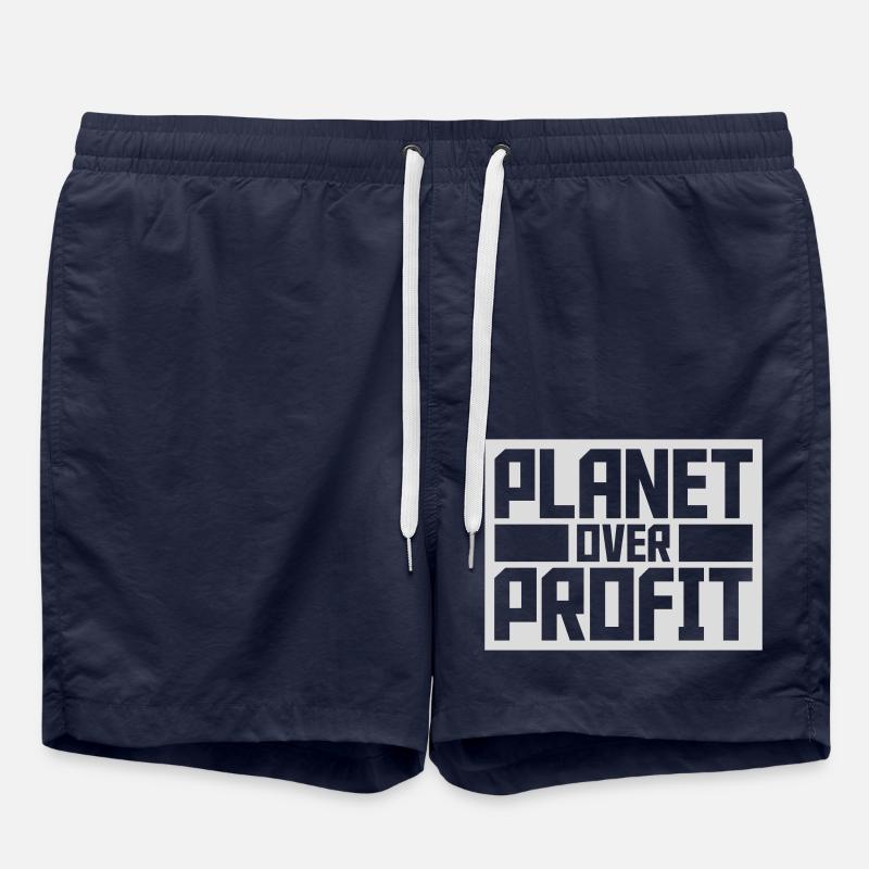 planet over profit quote - Swim Trunks - french navy