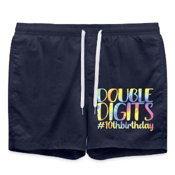 Cadeau de 10e anniversaire, 10 ans, pour garçons et filles - Short de bain - bleu marine - Devant - AI Model Male 185 light (185cm)