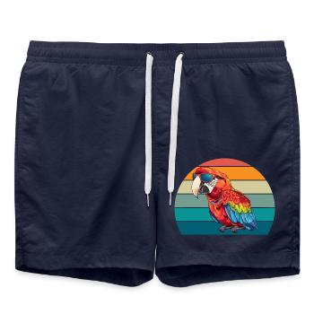 Perroquet Rétro Oiseau Été - Short de bain - bleu marine - Devant - AI Model Male 185 light (185cm)