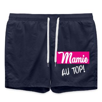 GRANNY. GRANDMA. MOTHER'S DAY. HAPPY BIRTHDAY - Swim Trunks - french navy - Front - AI Model Male 185 light (185cm)