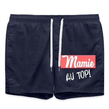 MAMIE. FÊTE DES MÈRES. BONNE FÊTE MAMIE. JE T'AIME - Short de bain - bleu marine - Devant - AI Model Male 185 light (185cm)