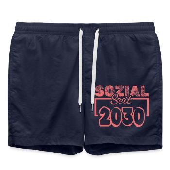 Travailleurs sociaux 2030 - Short de bain - bleu marine - Devant - AI Model Male 185 light (185cm)