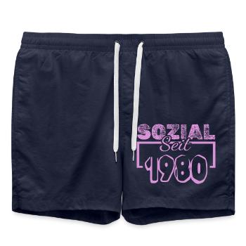 seit 1980 - Badeshorts - French Navy - Vorne - AI Model Male 185 light (185cm)