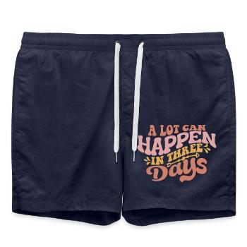 A Lot Can Happen in Three Days - Badeshorts - French Navy - Vorne - AI Model Male 185 light (185cm)