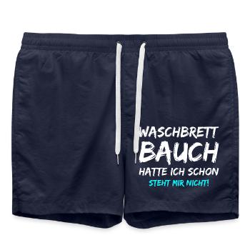 Waschbrettbauch Hatte Ich Schon Steht Mir Nicht - Badeshorts - French Navy - Vorne - AI Model Male 185 light (185cm)
