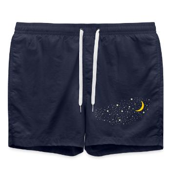 Mond und Sterne | Sternenhimmel - Badeshorts - French Navy - Vorne - AI Model Male 185 light (185cm)