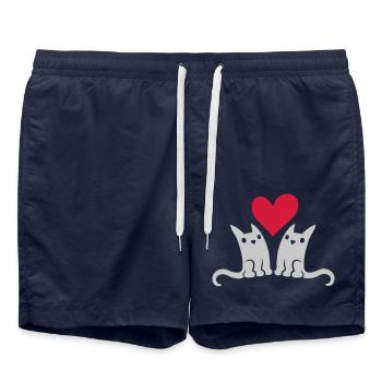 Couple de petits chats mignons - Short de bain - bleu marine - Devant - AI Model Male 185 light (185cm)