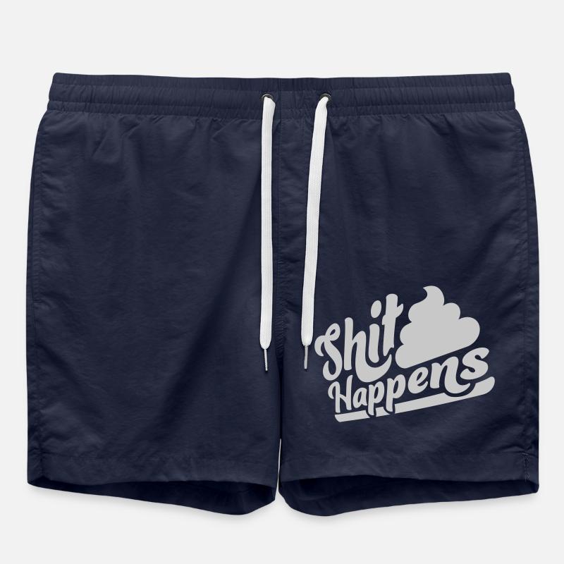 Lettrage Shit happens devise - Short de bain - bleu marine