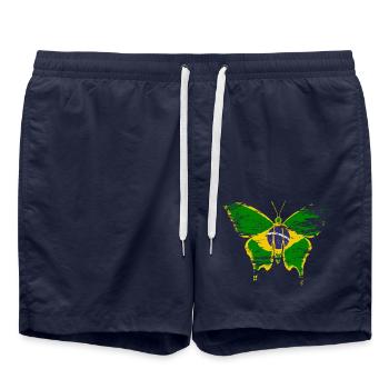 Brasilien Flagge Schmetterling used - Badeshorts - French Navy - Vorne - AI Model Male 185 light (185cm)