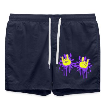 Zwei Heavy Metal Hard Rock Cool Graffiti Handgeste - Badeshorts - French Navy - Vorne - AI Model Male 185 light (185cm)