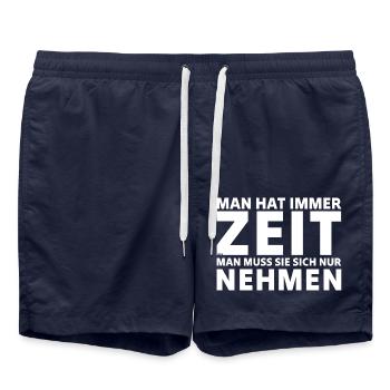 Man hat immer Zeit - Badeshorts - French Navy - Vorne - AI Model Male 185 light (185cm)