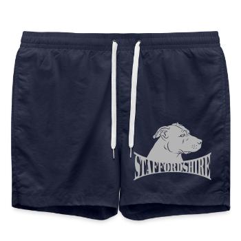 Staffordshire Head with Lettering - Swim Trunks - french navy - Front - AI Model Male 185 light (185cm)
