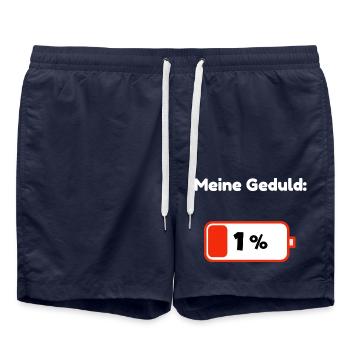 Meine Geduld: 1% - Lustiges Niedrig Batterie - Badeshorts - French Navy - Vorne - AI Model Male 185 light (185cm)