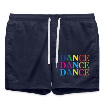 Tanz Tanz Tanz im Regenbogen - Badeshorts - French Navy - Vorne - AI Model Male 185 light (185cm)