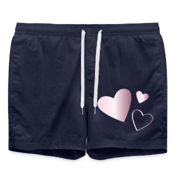 Zwei Herzen Turmalin rosa - Badeshorts - French Navy - Vorne - AI Model Male 185 light (185cm)