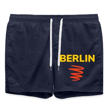 Most beautiful Berlin T-shirt - Swim Trunks - french navy - Front - AI Model Male 185 light (185cm)