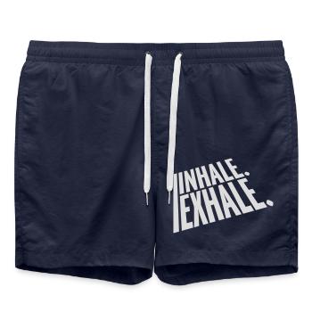 Inspirez expirez Yoga citation - Short de bain - bleu marine - Devant - AI Model Male 185 light (185cm)
