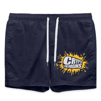 crypto is for virgins - Swim Trunks - french navy - Front - AI Model Male 185 light (185cm)