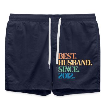 Best Husband Since 2012, 11 Years Anniversary Gift - Swim Trunks - french navy - Front - AI Model Male 185 light (185cm)