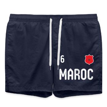 Teeshirt Maroc avec le numéro 6 - Short de bain - bleu marine - Devant - AI Model Male 185 light (185cm)