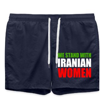We stand with iranian women - Short de bain - bleu marine - Devant - AI Model Male 185 light (185cm)