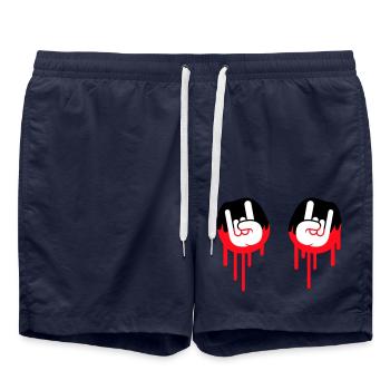 Heavy Metal Hard Rock Graffiti Horns Hand Gesture - Swim Trunks - french navy - Front - AI Model Male 185 light (185cm)