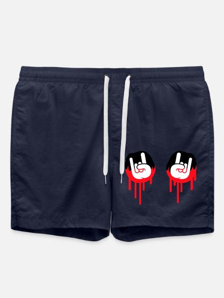 Heavy Metal Hard Rock Graffiti Horn Håndbevægelse - Badeshorts - navy