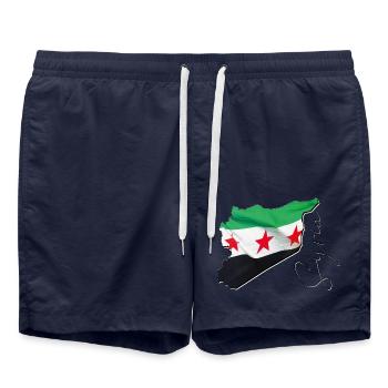 Drapeau de la Syrie sur la carte de la Syrie EN - Short de bain - bleu marine - Devant - AI Model Male 185 light (185cm)