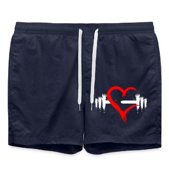 Haltère avec coeur - Short de bain - bleu marine - Devant - AI Model Male 185 light (185cm)