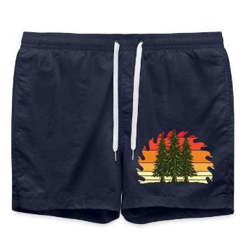 Chainsaw axe forester lumberjath saw chain - Swim Trunks - french navy - Front - AI Model Male 185 light (185cm)