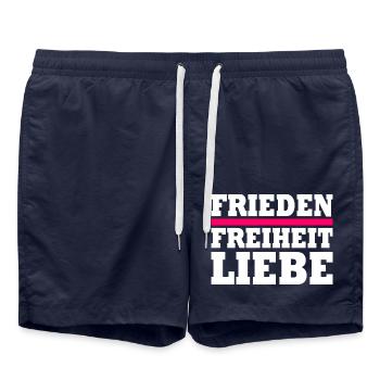 Frieden freiheit liebe - Badeshorts - French Navy - Vorne - AI Model Male 185 light (185cm)