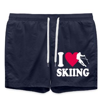 I love Skiing - Badeshorts - French Navy - Vorne - AI Model Male 185 light (185cm)