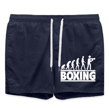 Boxen-Evolution: Vom Menschen zum Boxer - Badeshorts - French Navy - Vorne - AI Model Male 185 light (185cm)