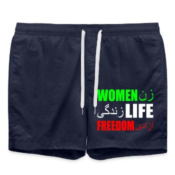 Women life freedom iran - Swim Trunks - french navy - Front - AI Model Male 185 light (185cm)