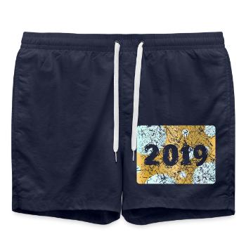Zahl 2019 - Badeshorts - French Navy - Vorne - AI Model Male 185 light (185cm)