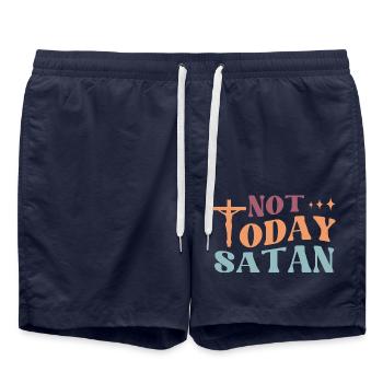 Pas Satan aujourd’hui - Short de bain - bleu marine - Devant - AI Model Male 185 light (185cm)