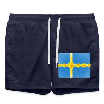 Suède Fleurs Solstice d’été - Short de bain - bleu marine - Devant - AI Model Male 185 light (185cm)