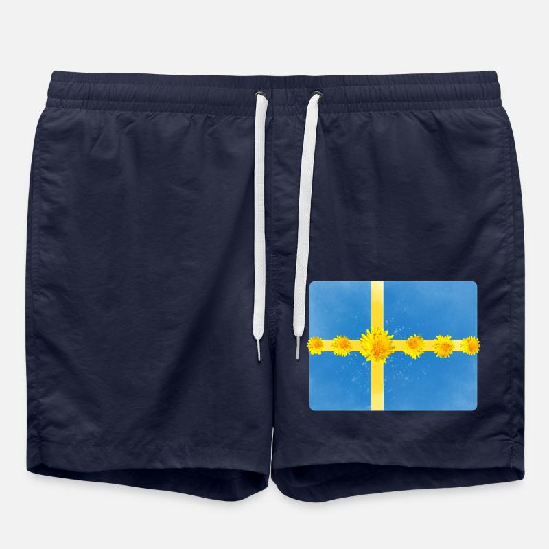 Suède Fleurs Solstice d’été - Short de bain - bleu marine