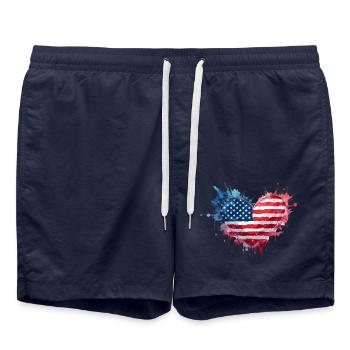 Cœur patriotique des États-Unis – Splash Art USD - Short de bain - bleu marine - Devant - AI Model Male 185 light (185cm)