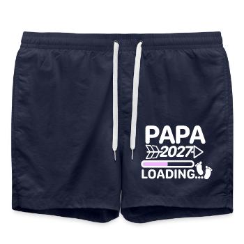 Je vais être papa 2027 pieds de bébé - Short de bain - bleu marine - Devant - AI Model Male 185 light (185cm)