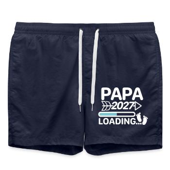 Je vais être papa 2027 pieds de bébé - Short de bain - bleu marine - Devant - AI Model Male 185 light (185cm)