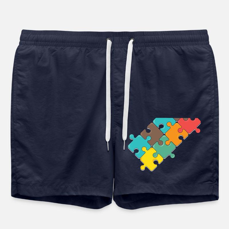 bunt Puzzel design Puzzelteil - Badeshorts - French Navy
