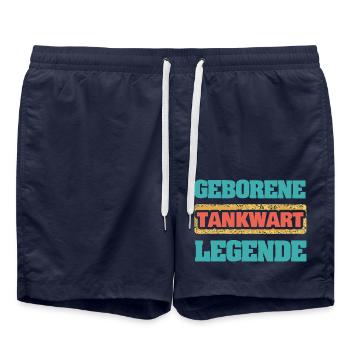 Occupation: Gas station attendant - Swim Trunks - french navy - Front - AI Model Male 185 light (185cm)