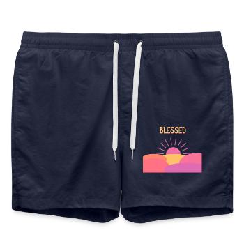 Dankbarkeit für jeden Tag - Tolles Geschenk - Badeshorts - French Navy - Vorne - AI Model Male 185 light (185cm)