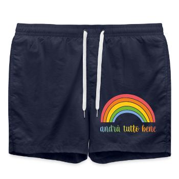 L'Italie espère que tout le virus Corona arc-en-ciel sera - Short de bain - bleu marine - Devant - AI Model Male 185 light (185cm)