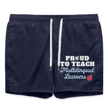 Stolz darauf mehrsprachige Schüler zu unterrichten - Badeshorts - French Navy - Vorne - AI Model Male 185 light (185cm)