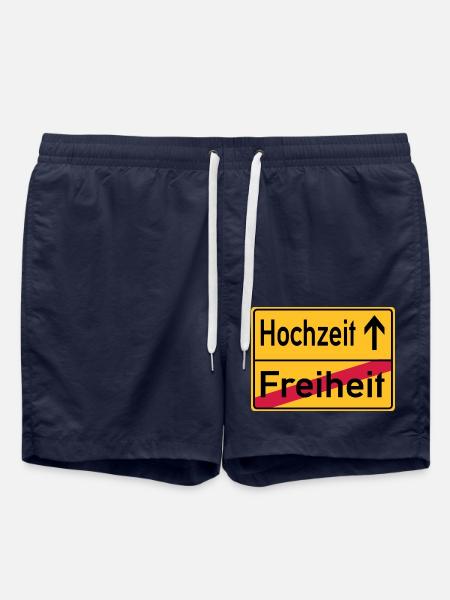 Hochzeit Freiheit Abschied Feier Schild - Badeshorts - French Navy