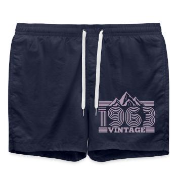 Vintage 1963 Birthday Retro Look - Swim Trunks - french navy - Front - AI Model Male 185 light (185cm)
