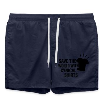 Save the world with cynical T Shirts - Swim Trunks - french navy - Front - AI Model Male 185 light (185cm)